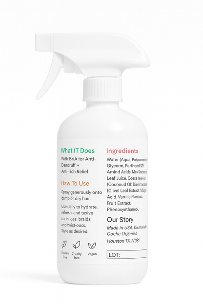 Ooché Organics Odor-Defense Liquid Conditioner bottle back

“Odor-Defense Liquid Conditioner ingredients label”

“Hydrating liquid conditioner for natural hair curls coils locs”