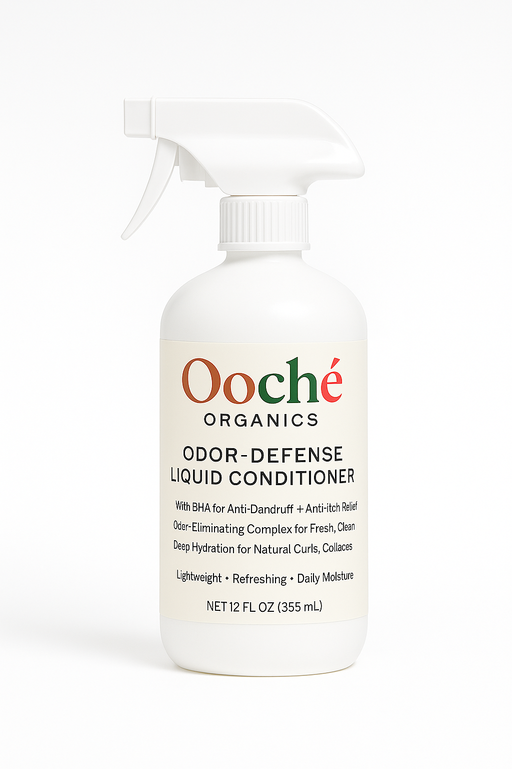 Ooché Organics Odor-Defense Liquid Conditioner bottle front”

“Odor-Defense Liquid Conditioner ingredients label”

“Hydrating liquid conditioner for natural hair curls coils locs”